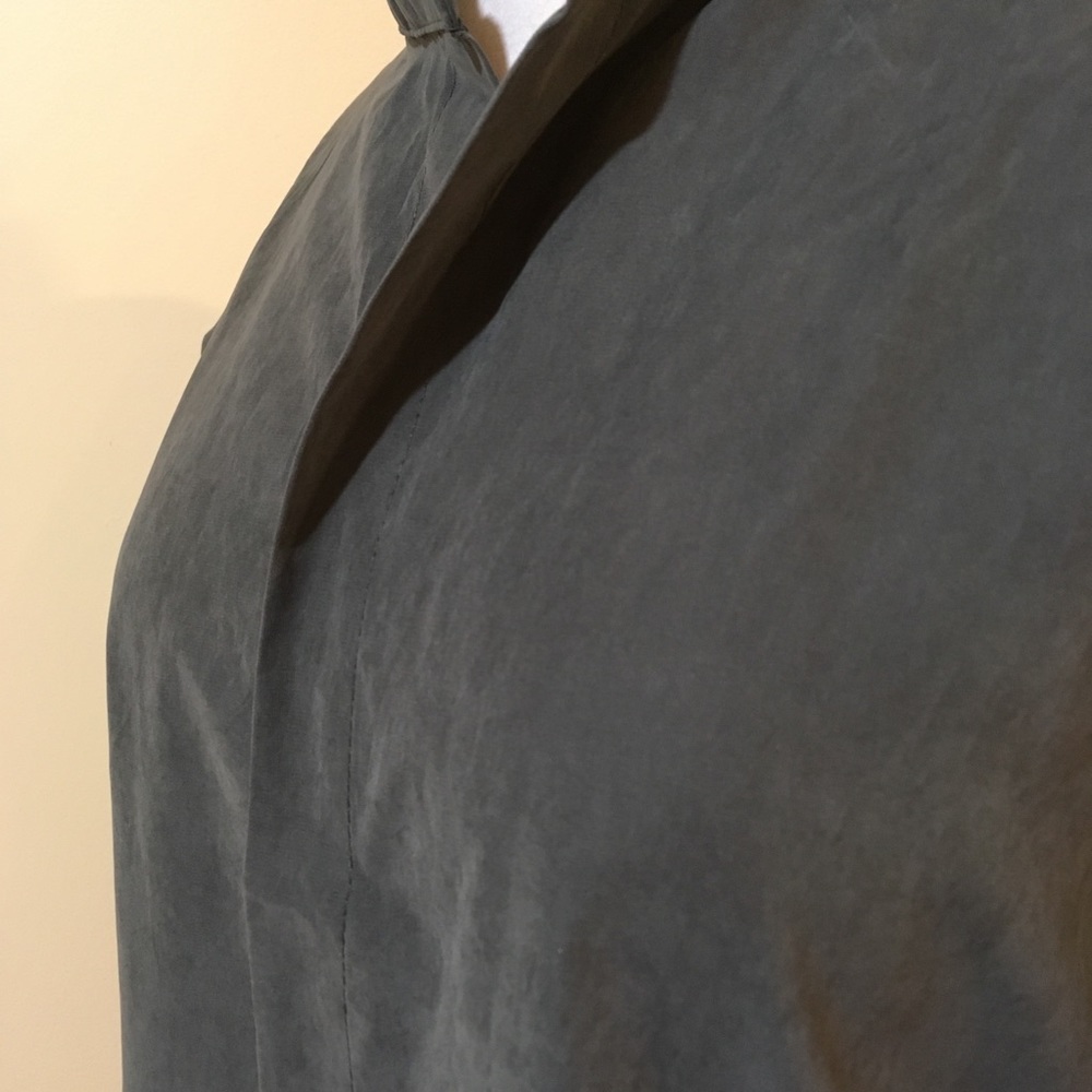 Tie Front Modern Lapel Trench Coat Slate Green - Picture 4 of 5